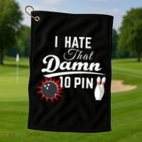 Bowling I Hate That Damn 10 Pin Golf Towel thumb 1