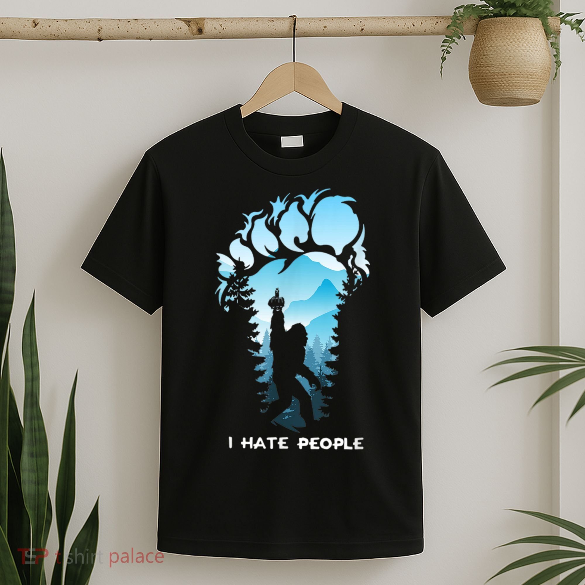 Bigfoot I Hate People Bigfoot Camping Watercolor T-Shirt