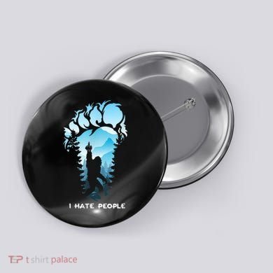 Bigfoot I Hate People Bigfoot Camping Watercolor Button