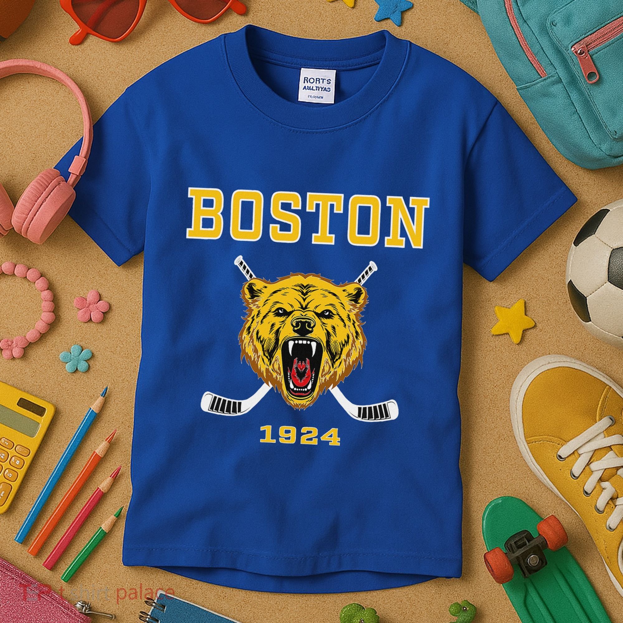 Boston Ice Hockey Fear The Bear Kids T-Shirt