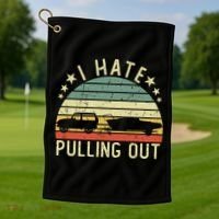 Boat I Hate Pulling Out Retro Boating Captain Motorboat Gift Golf Towel thumb 1