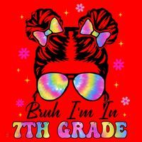 Bruh Im In 7th Grade Messy Bun First Day Of School Santa Hat thumb 1