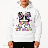 Bruh Im In 7th Grade Messy Bun First Day Of School Hoodie thumb 2