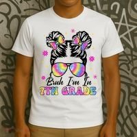 Bruh Im In 7th Grade Messy Bun First Day Of School T-Shirt thumb 3