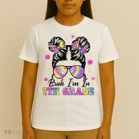 Bruh Im In 7th Grade Messy Bun First Day Of School T-Shirt thumb 4