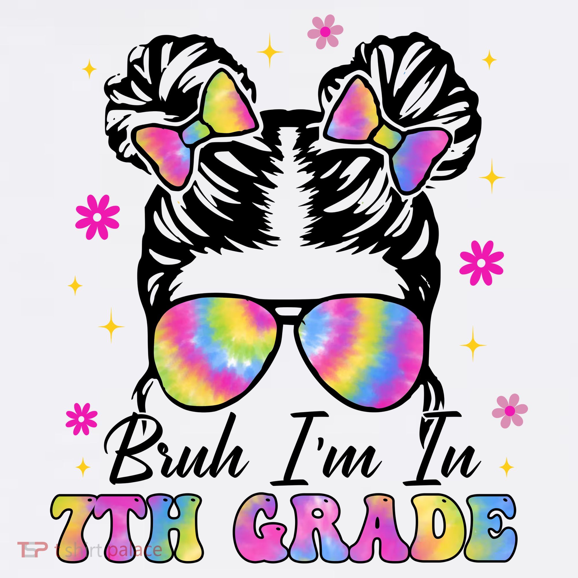 Bruh Im In 7th Grade Messy Bun First Day Of School Women's Hoodie