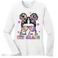 Bruh Im In 7th Grade Messy Bun First Day Of School Women's Long Sleeve Shirt thumb 0