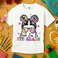Bruh Im In 7th Grade Messy Bun First Day Of School Kids T-Shirt thumb 3