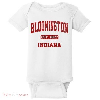 Bloomington Indiana IN Vintage State Athletic Style Baby Bodysuit