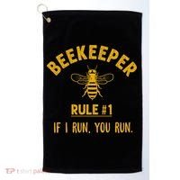 Beekeeper If I Run You Run Save The Bees Climate Change Golf Towel thumb 0