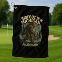 Bigfoot Is In Michigan Golf Towel thumb 1