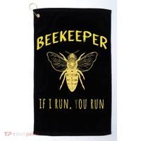 Beekeeper If I Run You Run Funny Beekeeping Lovers Golf Towel thumb 0