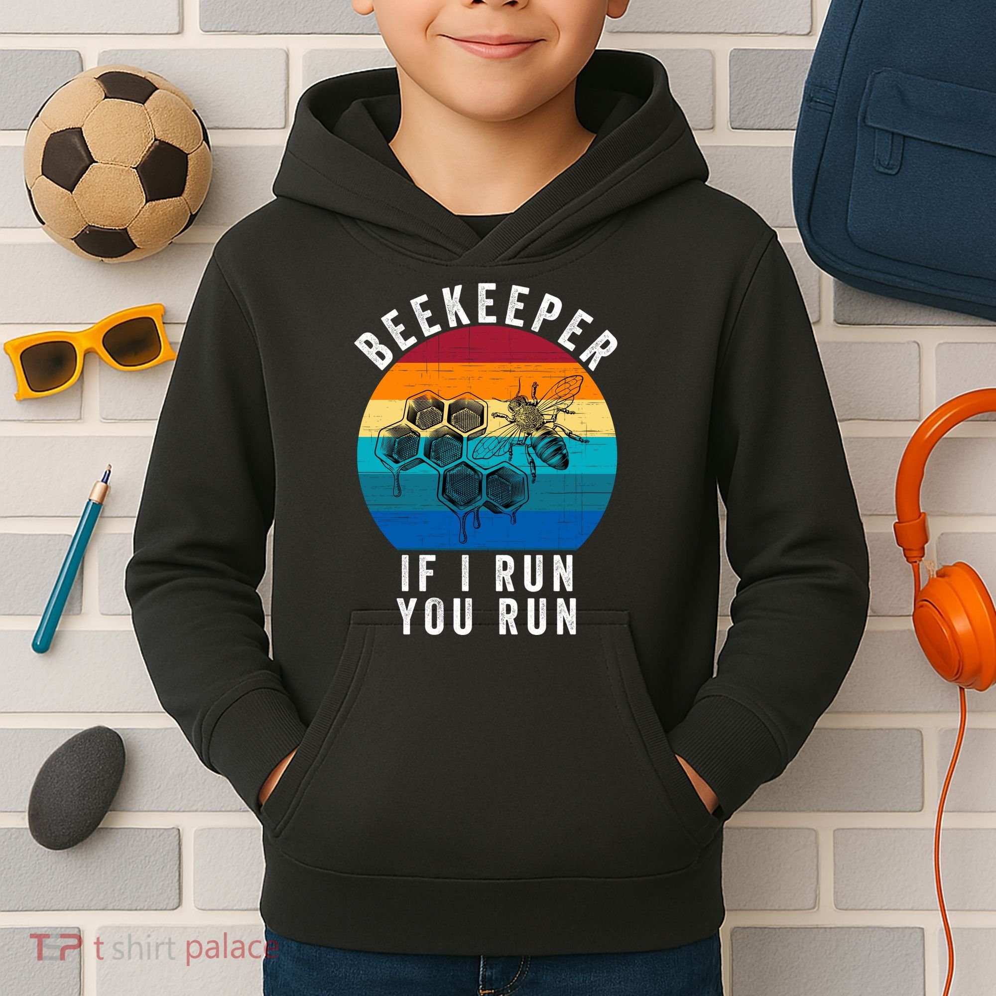Beekeeper If I Run You Run Honeybees Apiculture Bee Keeper Beekeeping Bee Lovers Kids Hoodie