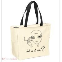 But Is It Art? Funny Smoking Alien Tote Bag thumb 2