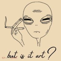 But Is It Art? Funny Smoking Alien Tote Bag thumb 4