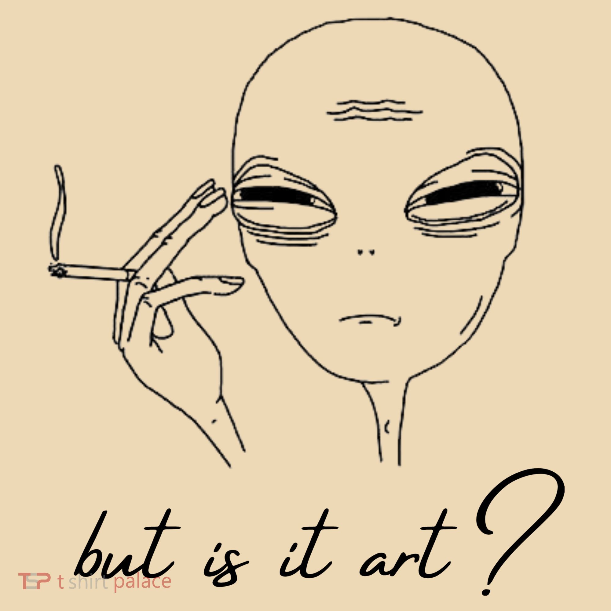 But Is It Art? Funny Smoking Alien Tote Bag