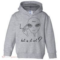 But Is It Art? Funny Smoking Alien Toddler Hoodie thumb 0