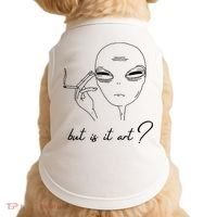 But Is It Art? Funny Smoking Alien Doggie Tank thumb 0