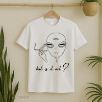 But Is It Art? Funny Smoking Alien T-Shirt thumb 2