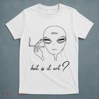 But Is It Art? Funny Smoking Alien T-Shirt thumb 5