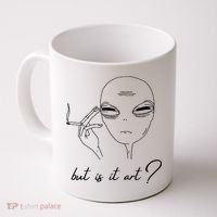 But Is It Art? Funny Smoking Alien Coffee Mug thumb 0