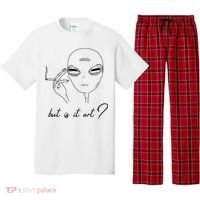 But Is It Art? Funny Smoking Alien Pajama Set thumb 0