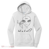But Is It Art? Funny Smoking Alien Women's Hoodie thumb 0