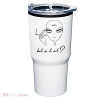 But Is It Art? Funny Smoking Alien Tumbler thumb 0