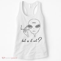 But Is It Art? Funny Smoking Alien Women's Tank Top thumb 0