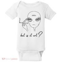 But Is It Art? Funny Smoking Alien Baby Bodysuit thumb 0