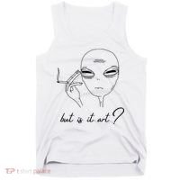 But Is It Art? Funny Smoking Alien Tank Top thumb 0