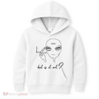 But Is It Art? Funny Smoking Alien Kids Hoodie thumb 0