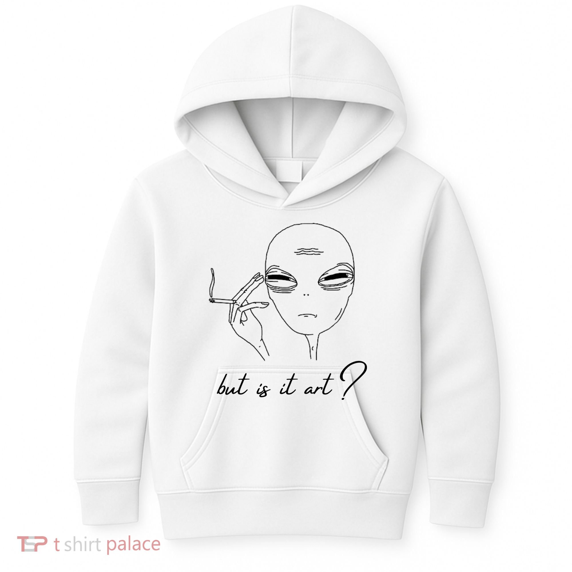 But Is It Art? Funny Smoking Alien Kids Hoodie