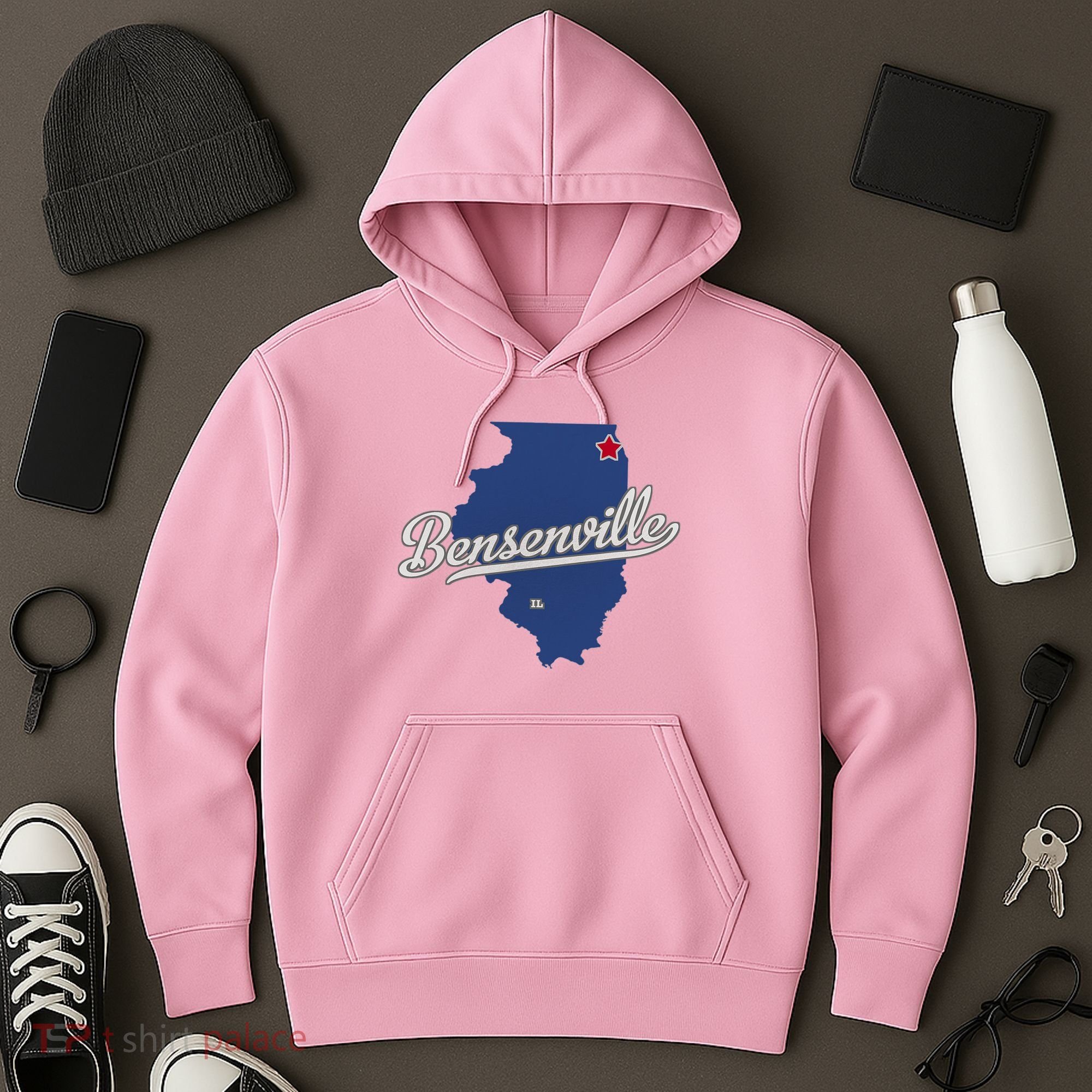 Bensenville Illinois Il Map Hoodie