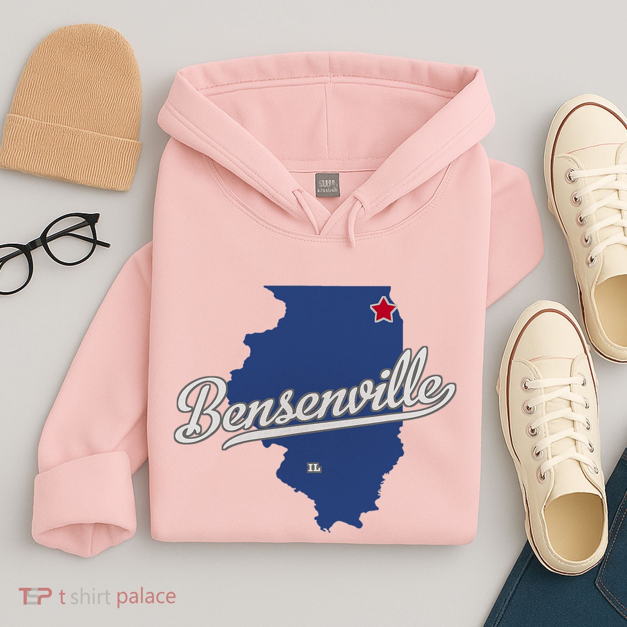 Bensenville Illinois Il Map Hoodie