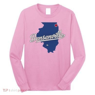 Bensenville Illinois Il Map Long Sleeve Shirt