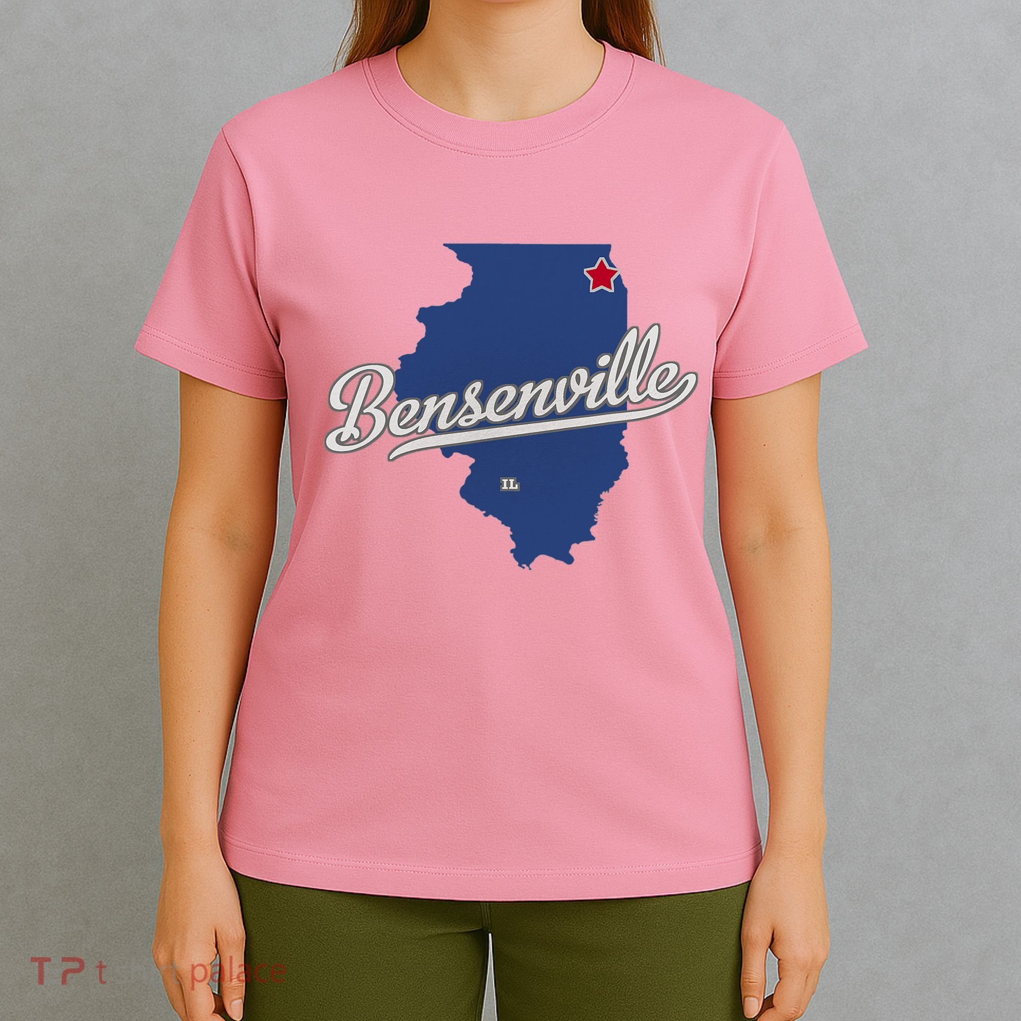 Bensenville Illinois Il Map T-Shirt