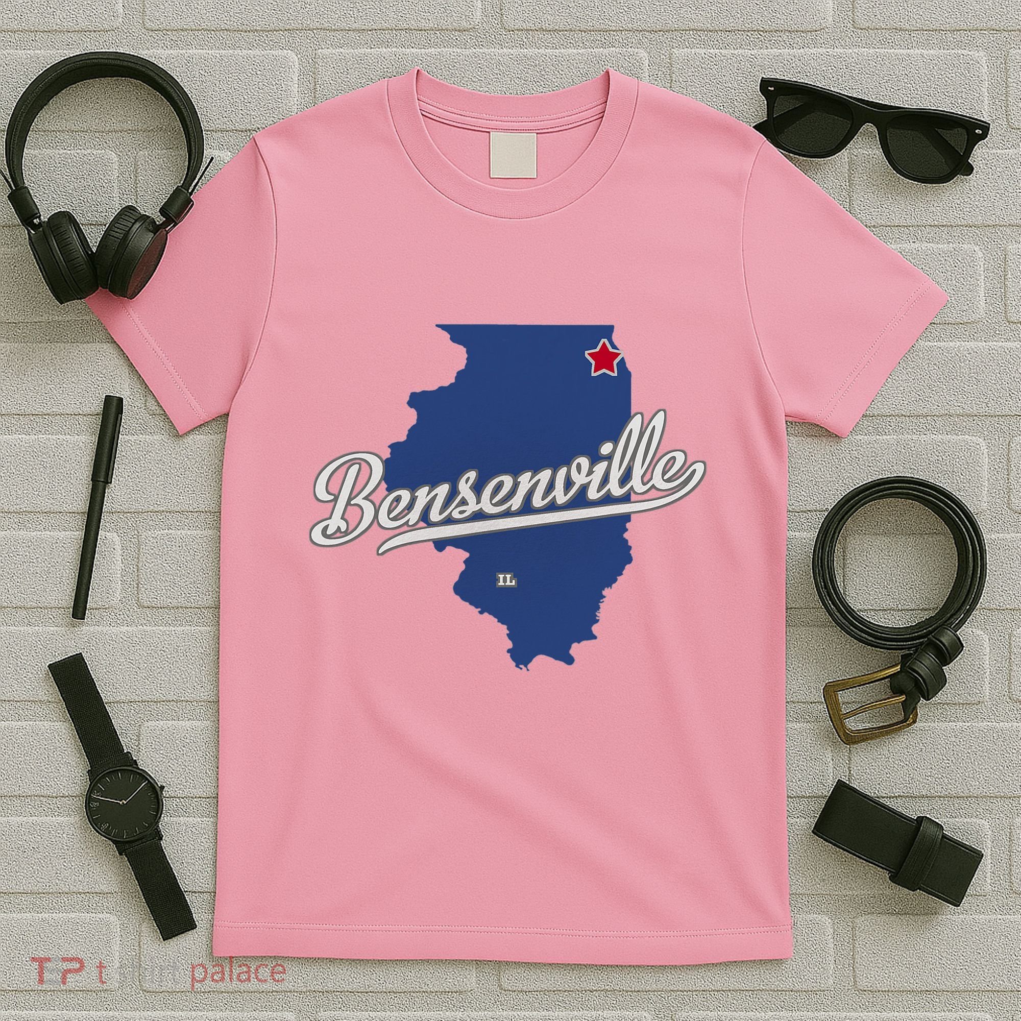 Bensenville Illinois Il Map T-Shirt