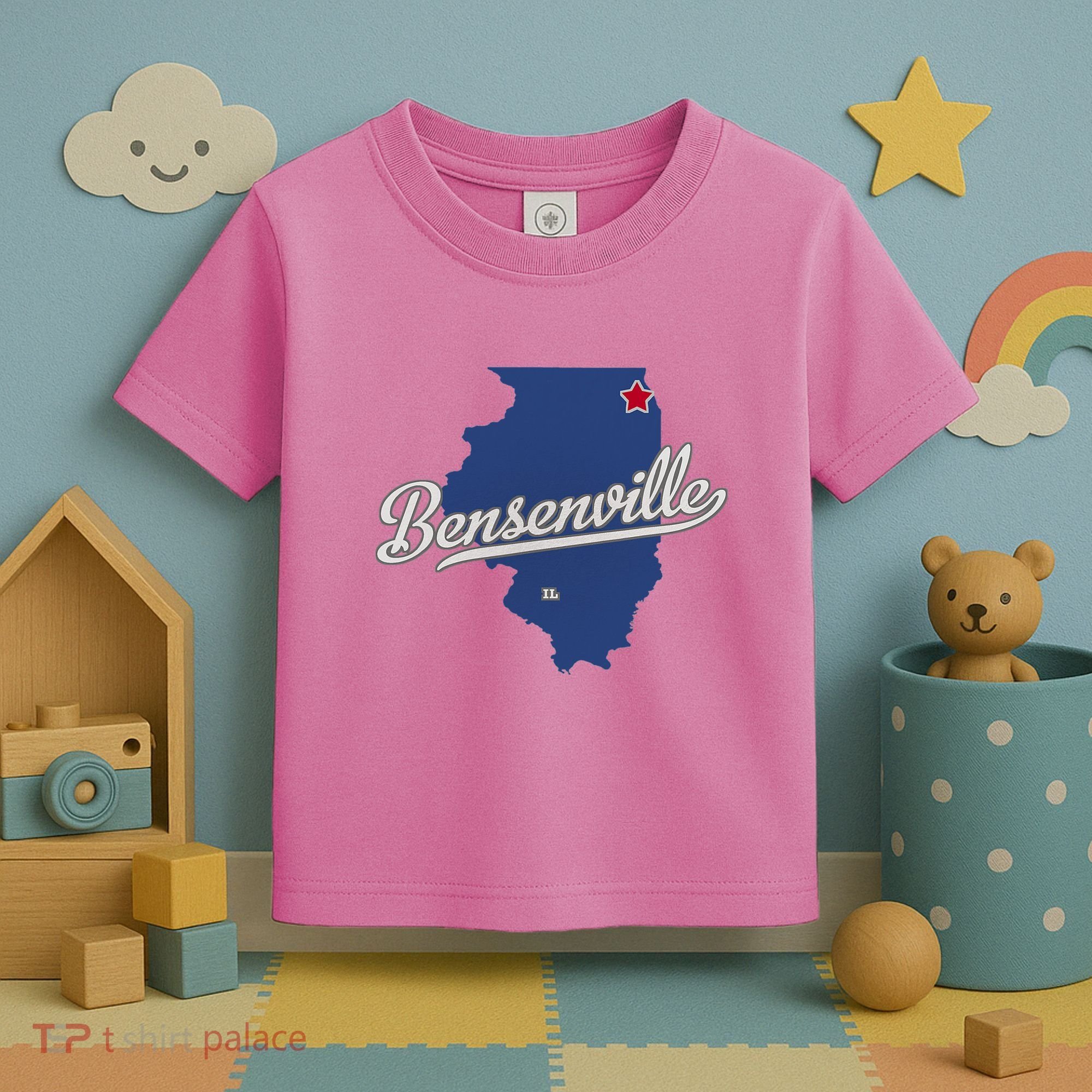 Bensenville Illinois Il Map Toddler T-Shirt