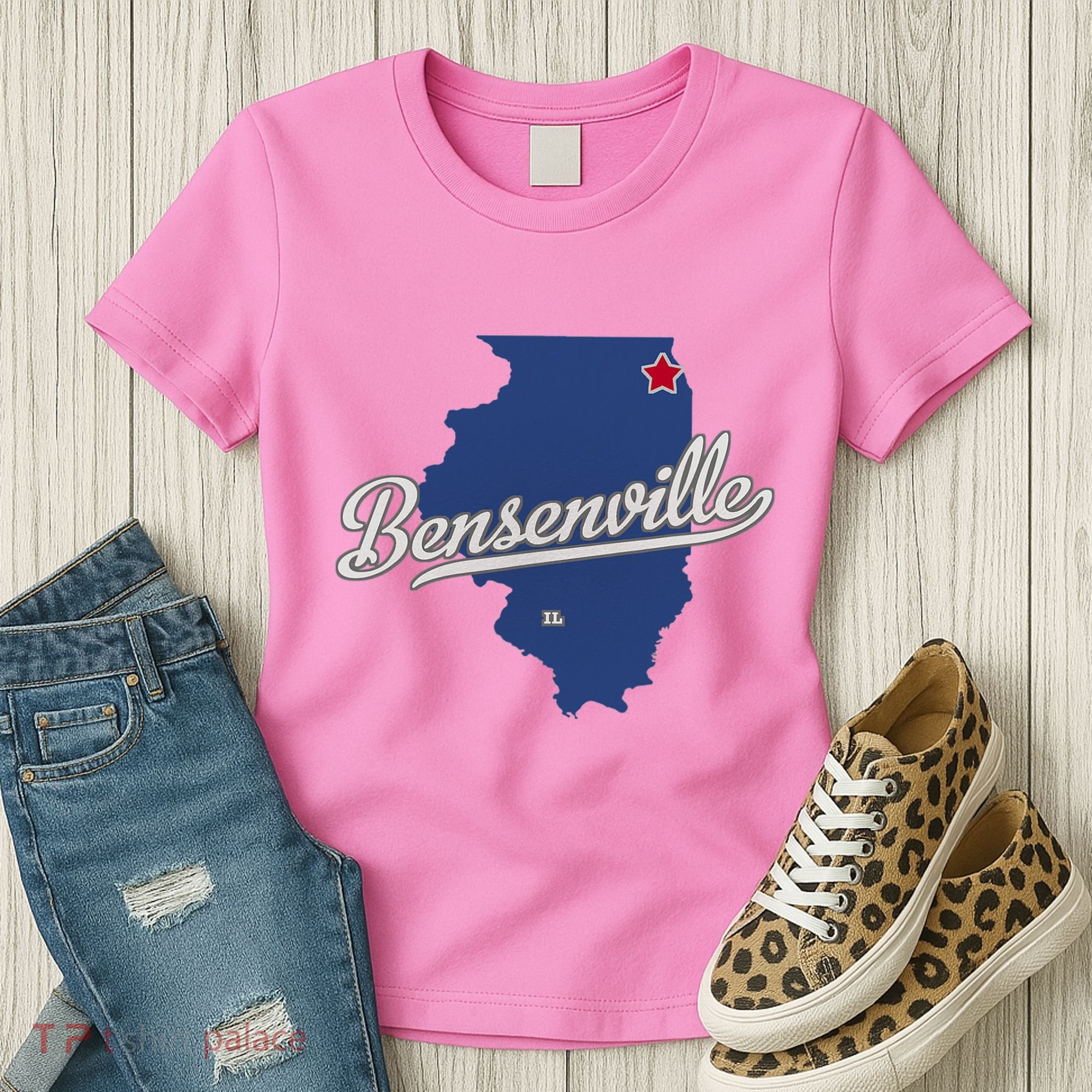 Bensenville Illinois Il Map Women's T-Shirt