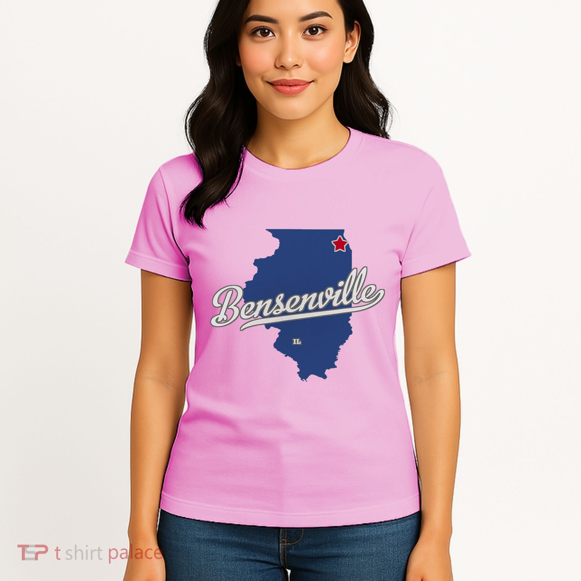 Bensenville Illinois Il Map Women's T-Shirt