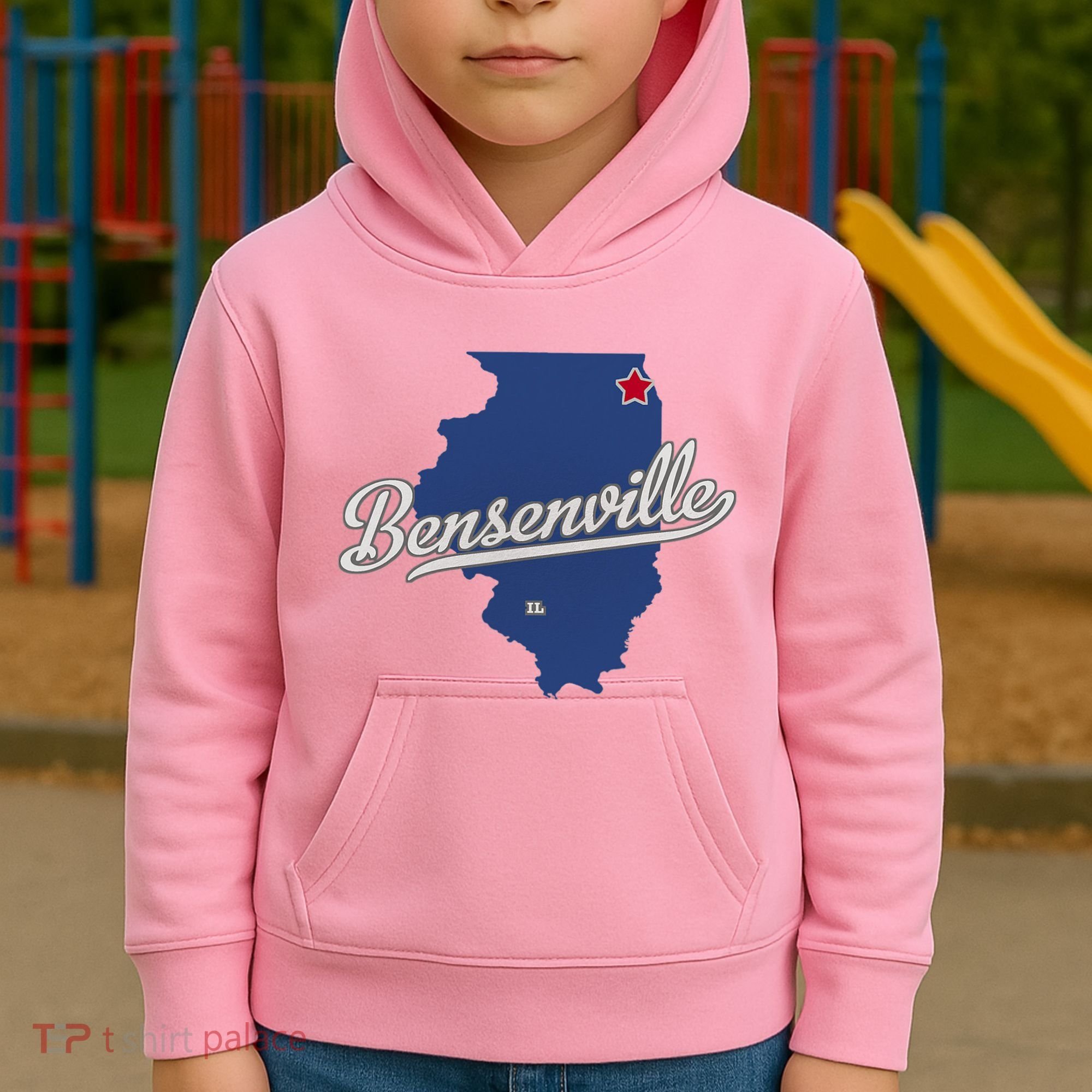 Bensenville Illinois Il Map Kids Hoodie