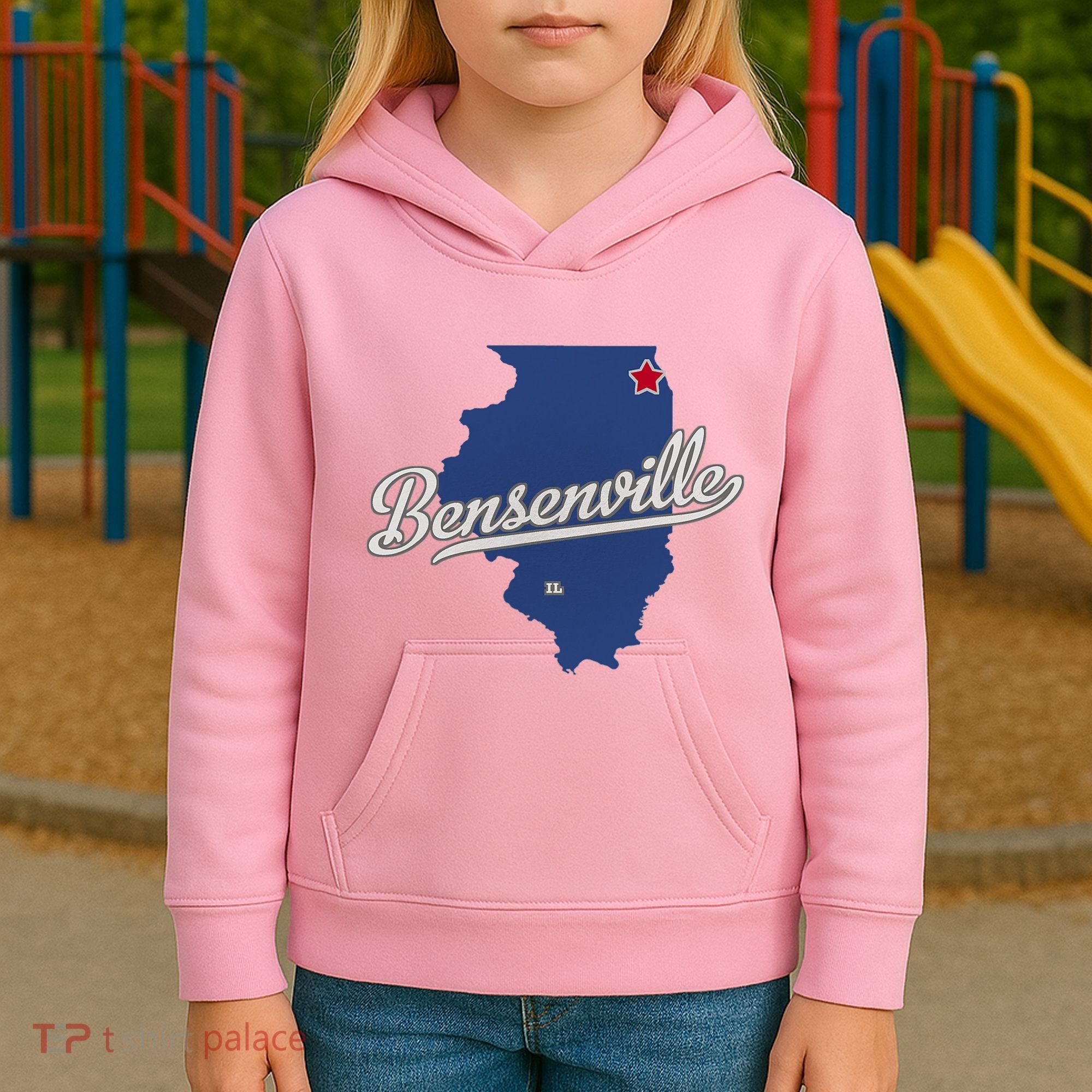 Bensenville Illinois Il Map Kids Hoodie