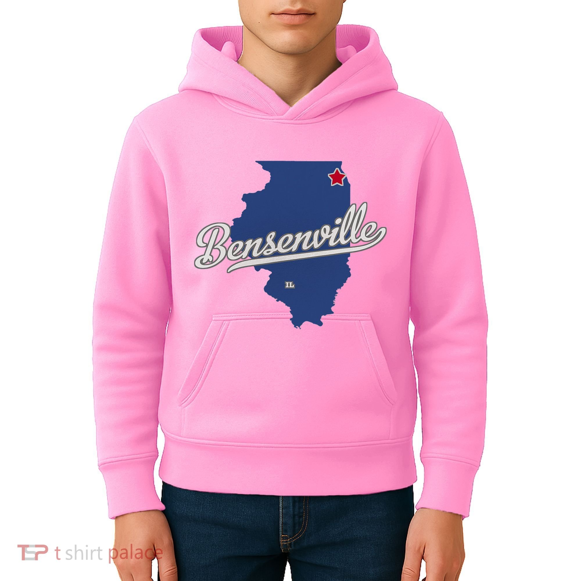 Bensenville Illinois Il Map Kids Hoodie