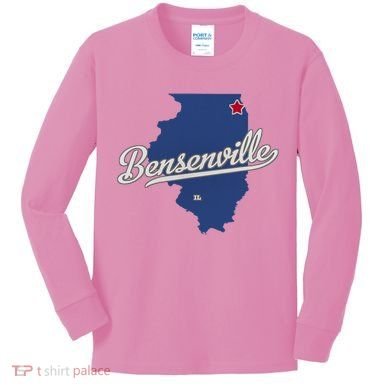 Bensenville Illinois Il Map Kids Long Sleeve Shirt