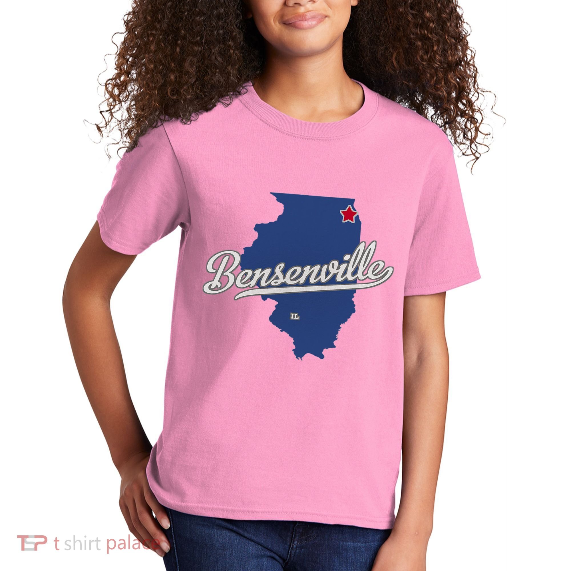 Bensenville Illinois Il Map Kids T-Shirt
