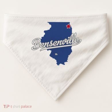 Bensenville Illinois Il Map USA-Made Doggie Bandana