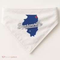 Bensenville Illinois Il Map USA-Made Doggie Bandana thumb 0