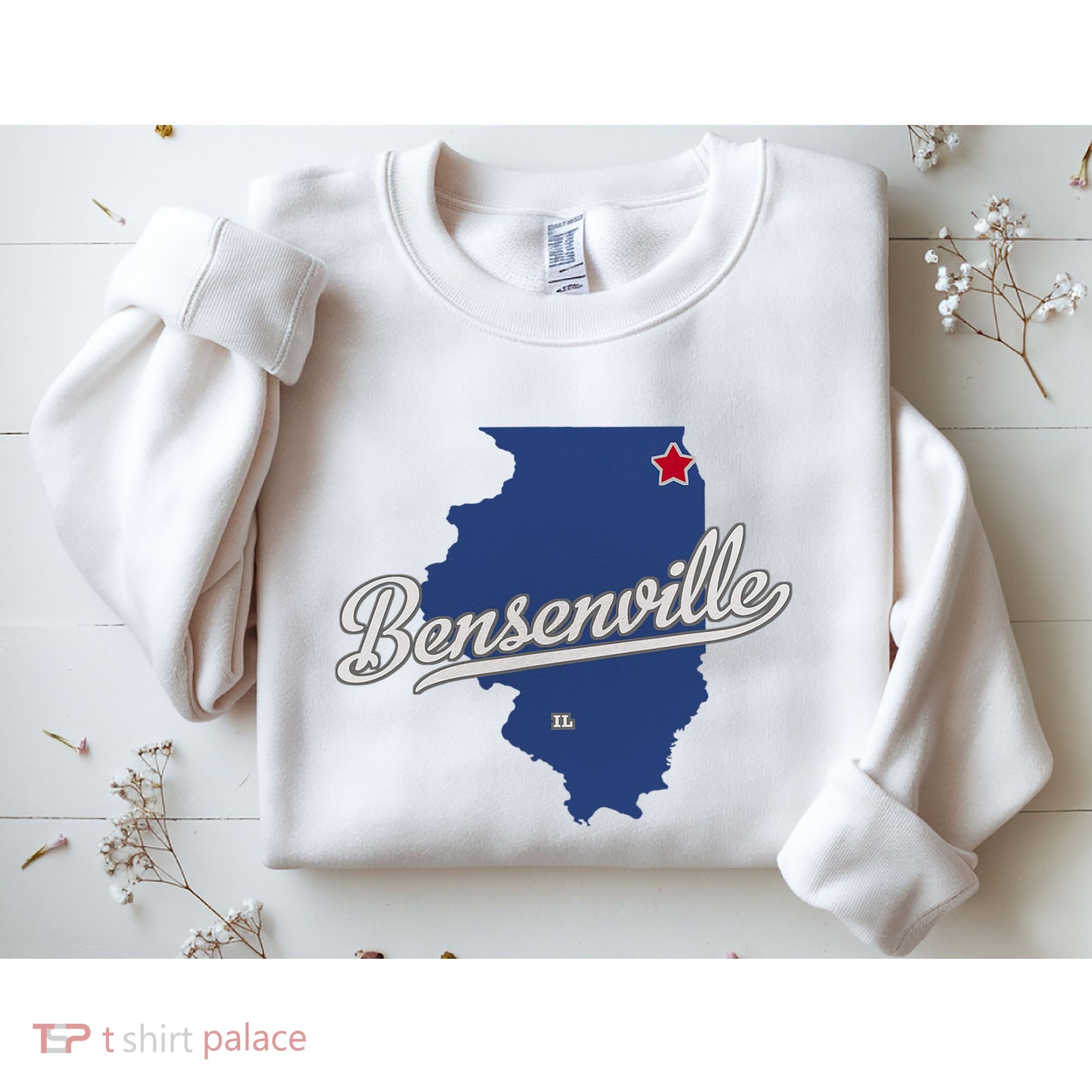 Bensenville Illinois Il Map Sweatshirt