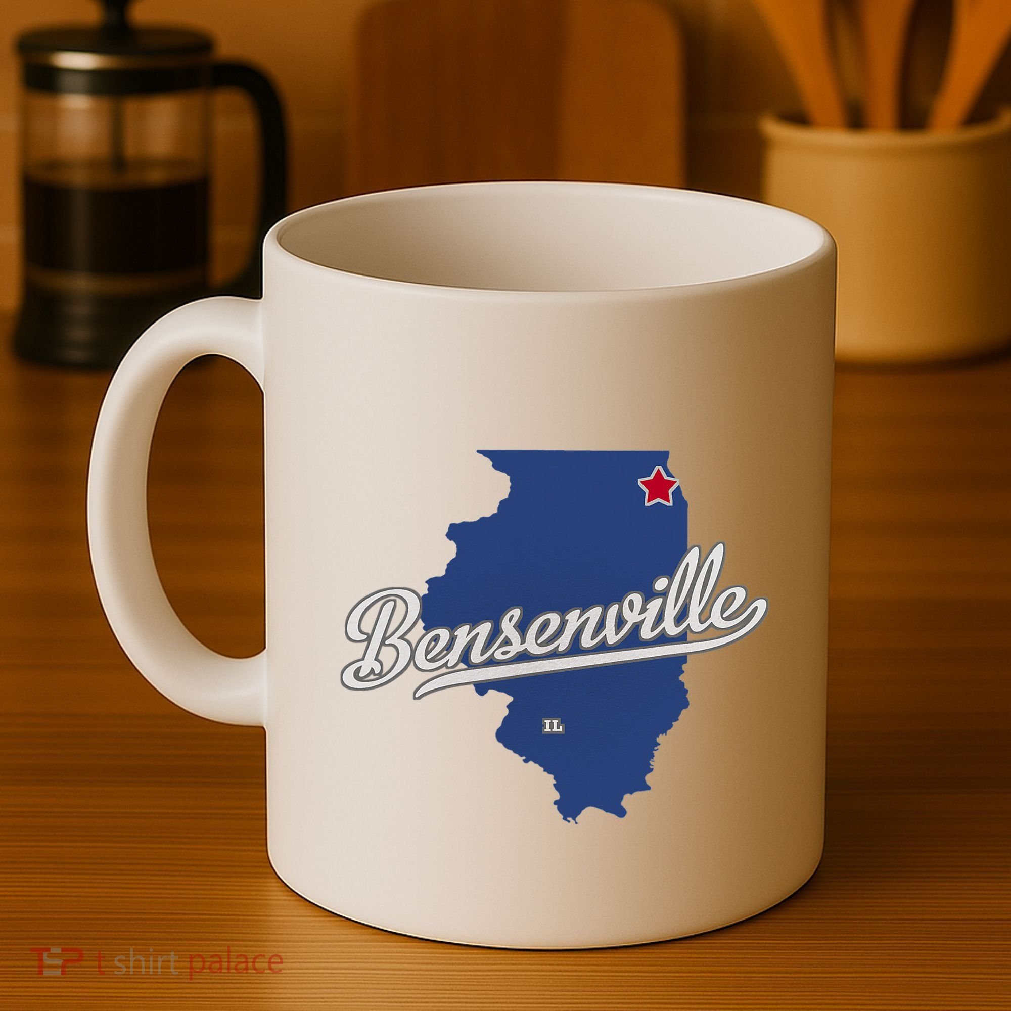 Bensenville Illinois Il Map Coffee Mug